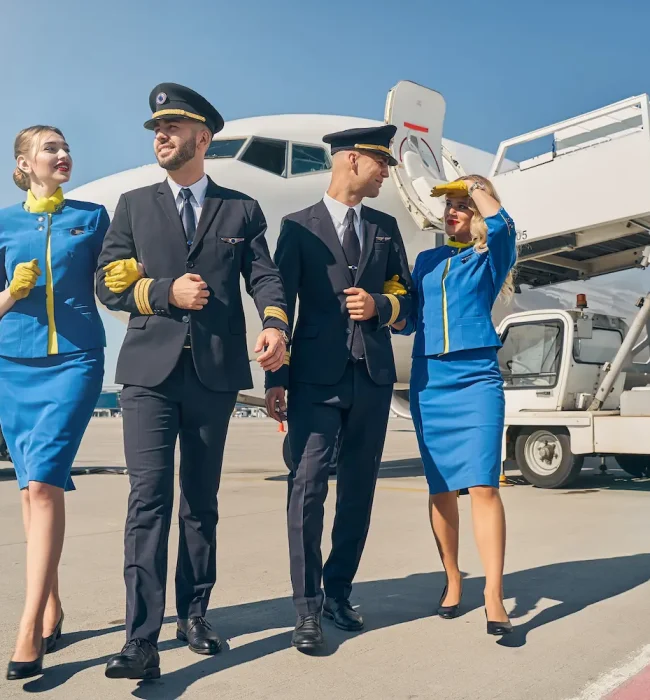 young-male-pilots-two-beautiful-flight-attendants-walking-with-linked-arms young-male-pilots-two-beautiful-flight-attendants-walking-with-linked-arms